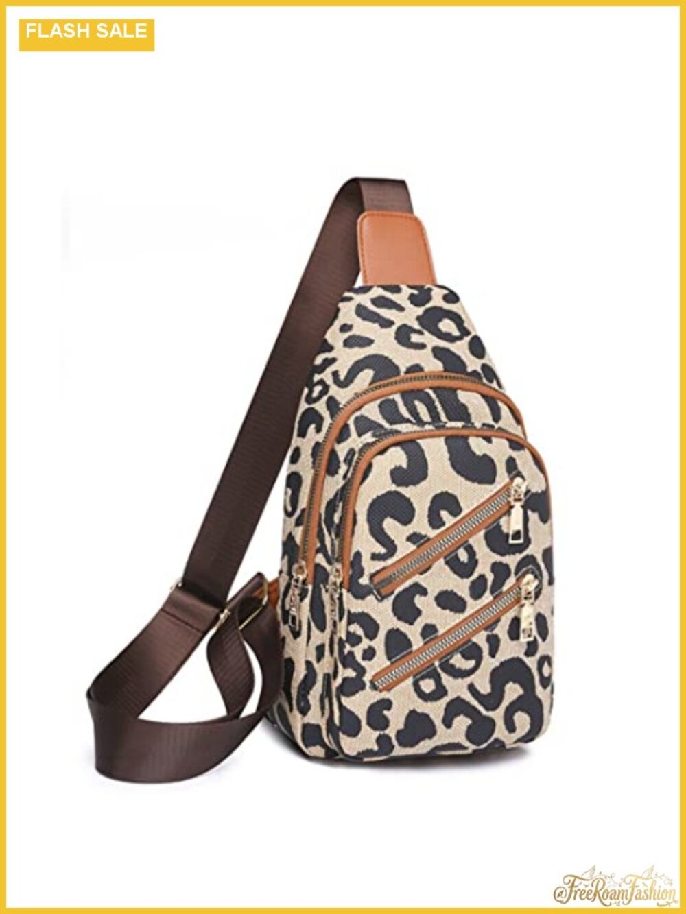 Leopard Print Chest Bag for Women Crossbody Sling Backpack Wide Strap